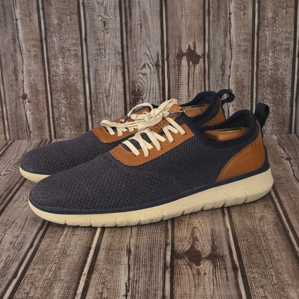 Sz 10.5 Mens Cole Haan Zerogrand Generation Navy Blue Knit Sneakers Shoes VGUC